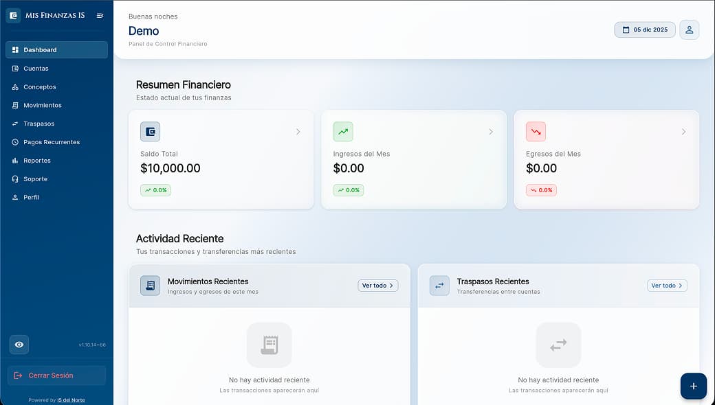 Mis Finanzas IS en su versión web